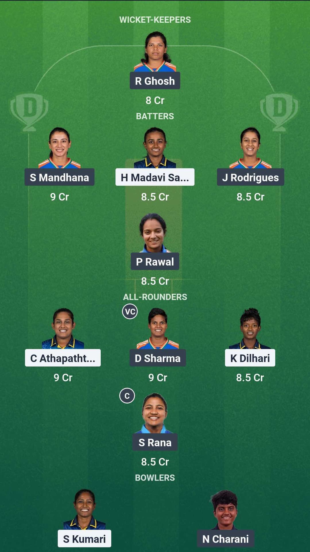 IND-W vs SL-W Dream11
